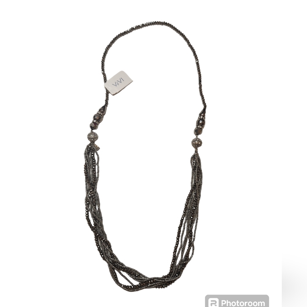 NWT ViVI Beaded Crystal Seven Strand Necklace